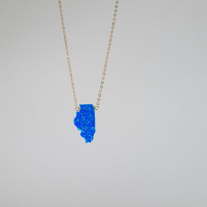 Blue Illinois mini opal charm on dainty gold chain