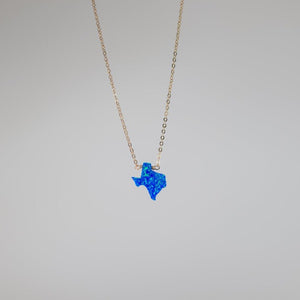 Blue Texas opal state charm necklace