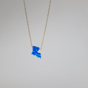 Louisiana state necklace in blue opal