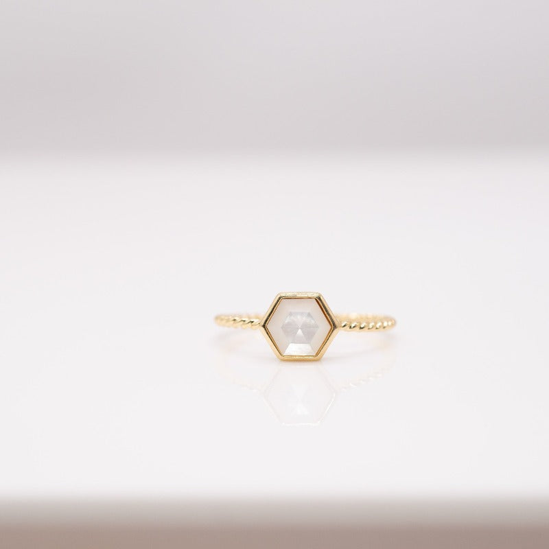 Gold Hexagon Twist Ring