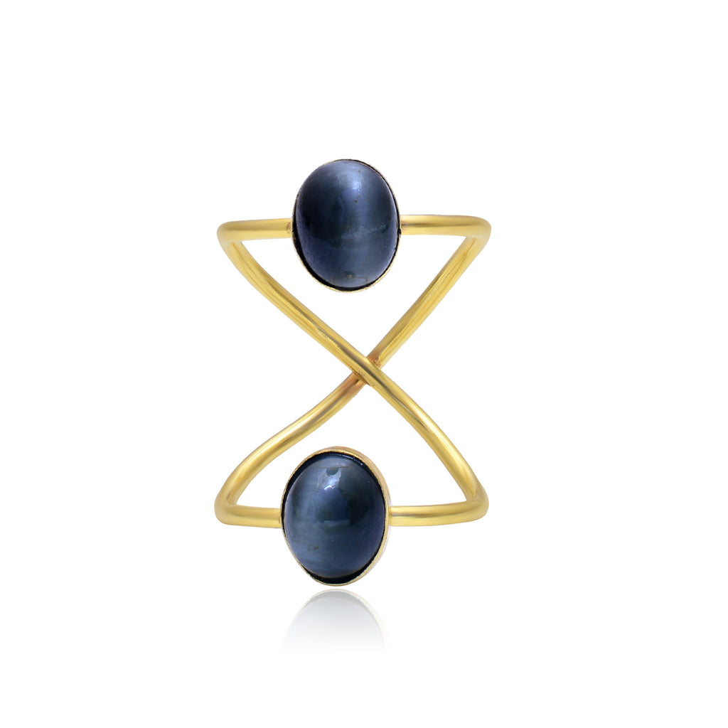Black Cats eye Beryle ouble ring