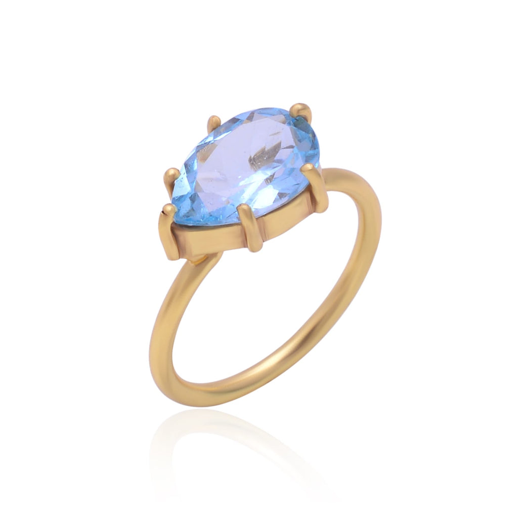 Blue Topaz queen prong ring