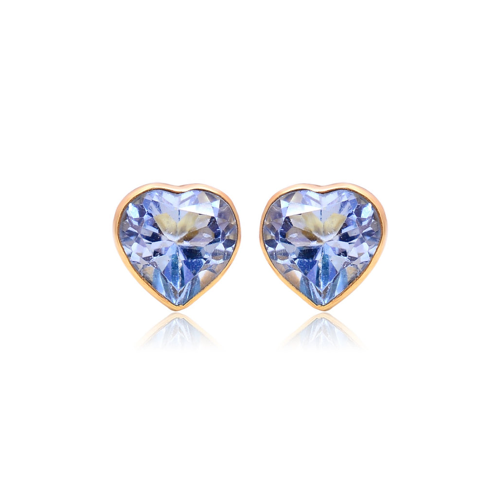 Blue Topaz heart studs