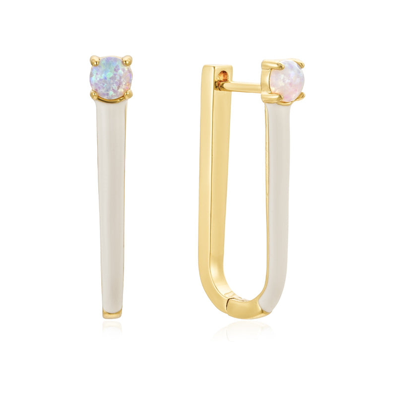 Blanche Opal Hoop