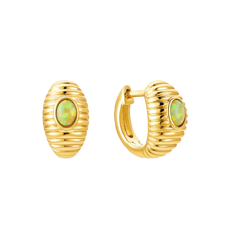 Opal Crimped Huggie Hoops