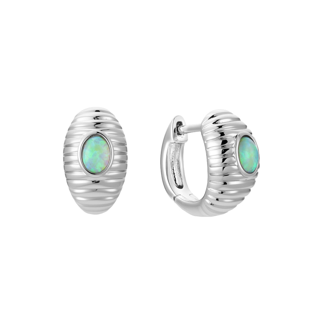 Opal Crimped Huggie Hoops
