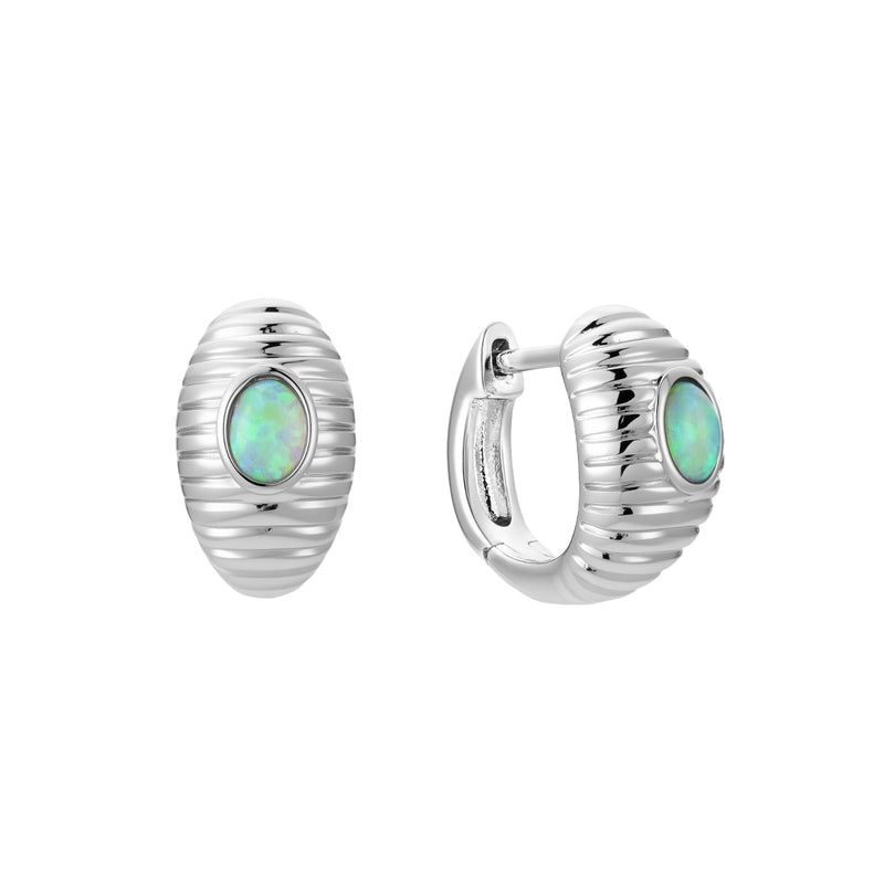 Opal Crimped Huggie Hoops