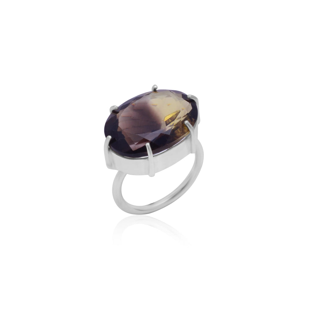 Smoke Lemon Quartz Queen Ring