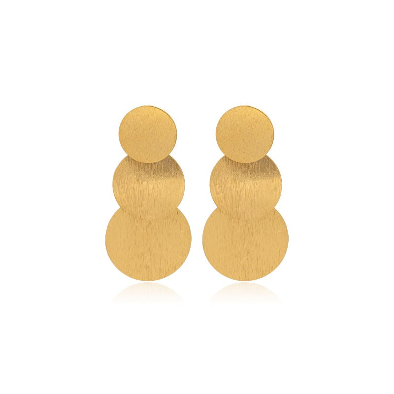 Gold Disc Cascade Drop Earrings
