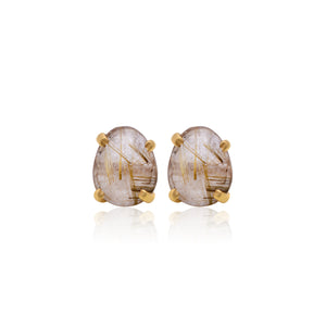 Rutile Quartz Rose Cut Studs