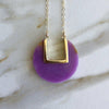 Bright sugilite purple pendant on dainty gold chain