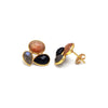 Triple Stone Gem Studs Sunstone Labradorite Onyx