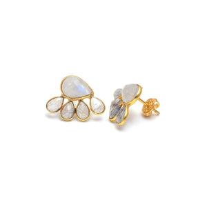 Peacock Gem Studs Studs Rainbow Moonstone