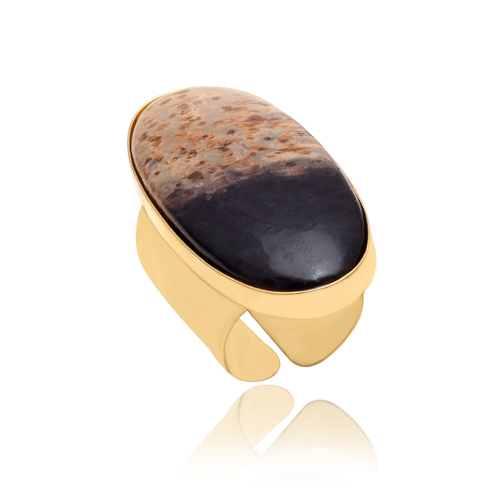 Plum Wood Jasper Cuff Ring