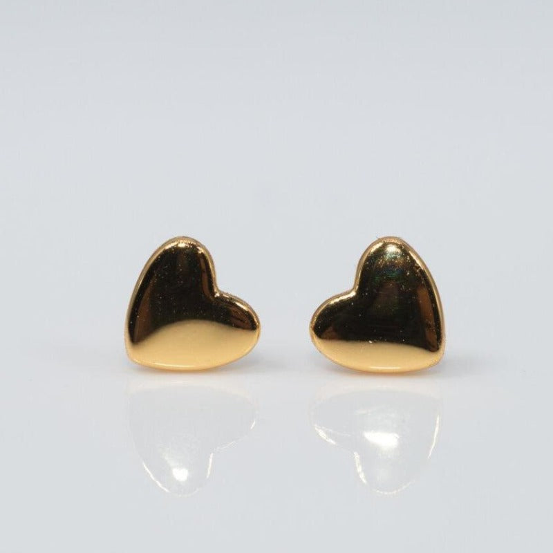 Gold heart stud earrings