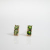 Double green chrome diospade gem earrings with gold posts