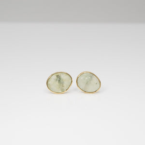 Rose Cut Freeform Studs in Prehnite