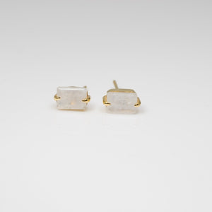 Emerald Point Studs in Rainbow Moonstone