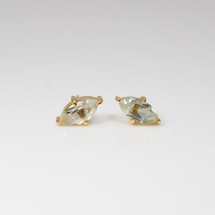 Marquise Point Studs in Green Amethyst