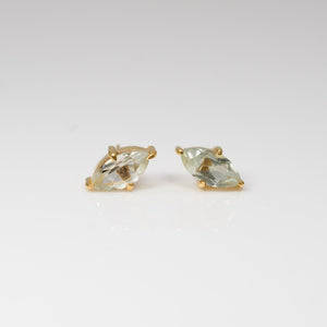 Marquise Point Studs in Green Amethyst