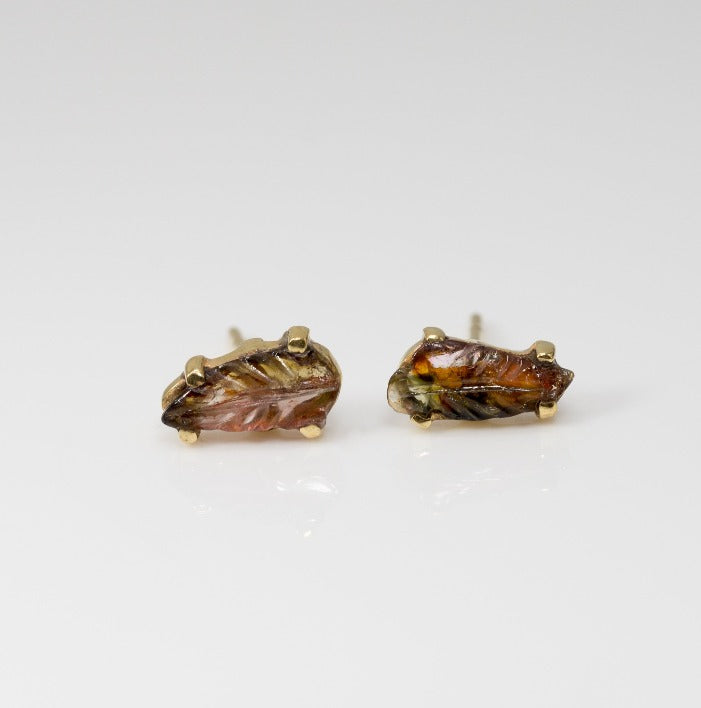 Tourmaline Leaf Studs