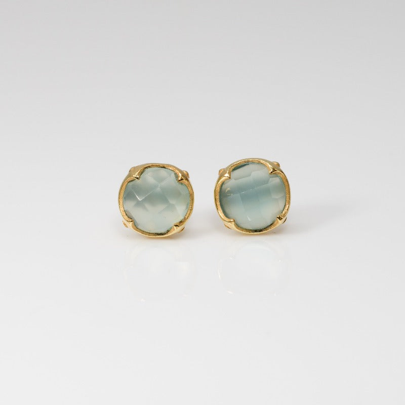 Crown Studs in Blue Chalcedony
