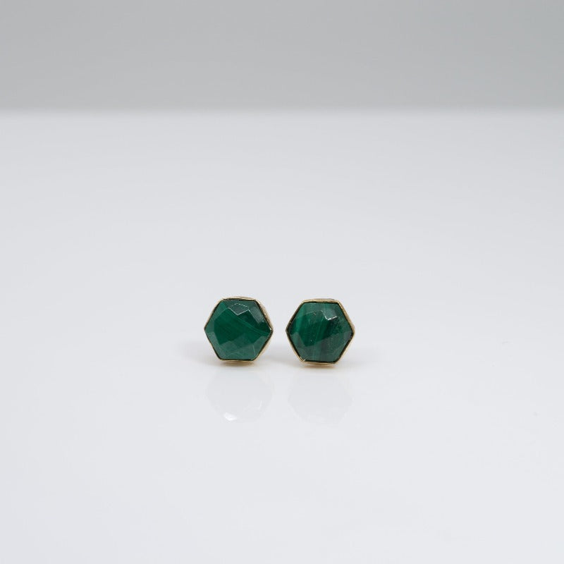 Malachite Hexagon Studs