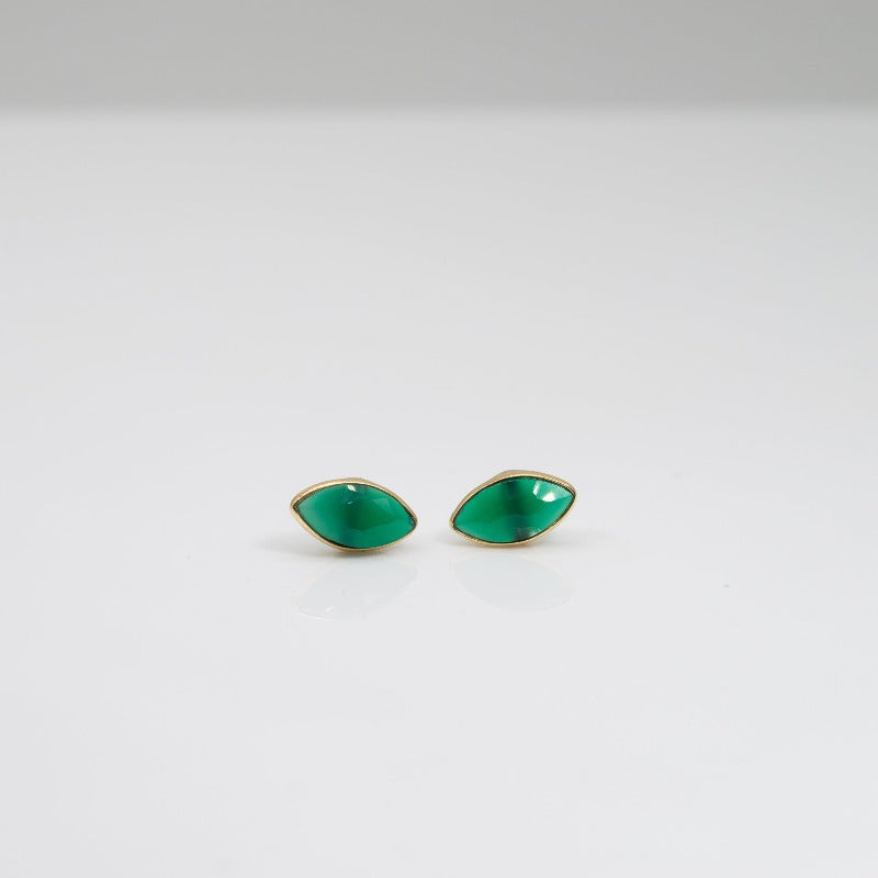 Green Onyx Rose Cut Studs