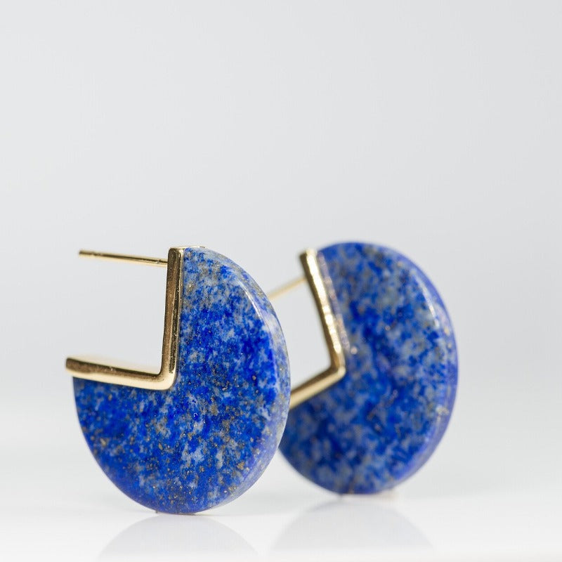 Speckled lapis and gold earrings