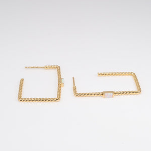 Rectangle Twist Opal Hoops