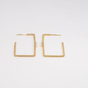 Rectangle Twist Opal Hoops