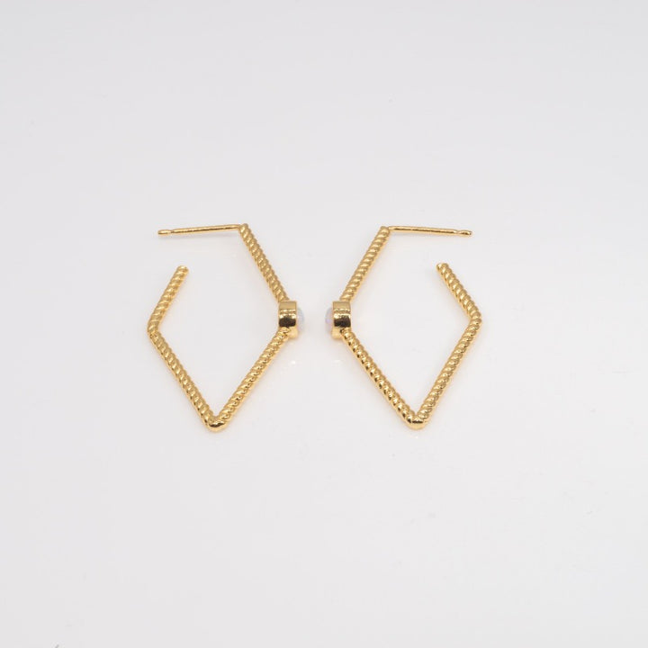 Diamond Twist Opal Hoops