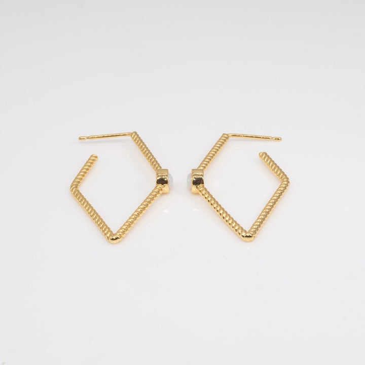 Diamond Twist Opal Hoops