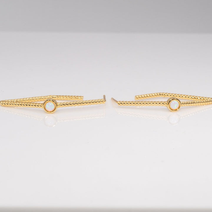 Diamond Twist Opal Hoops