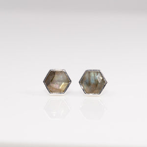 Silver Hexagon Cutie Gemlet Studs