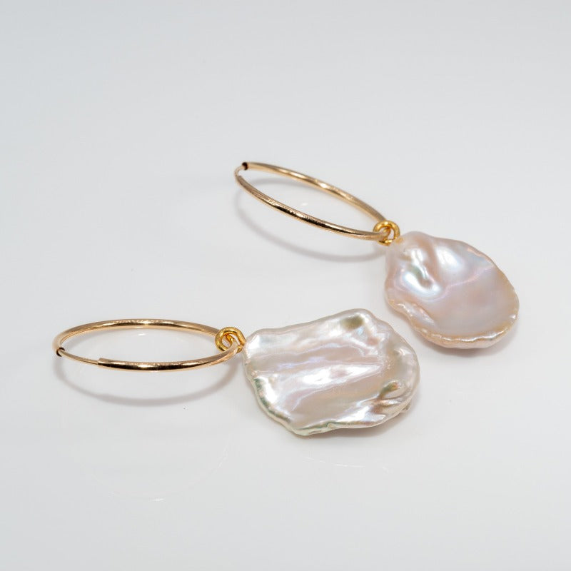 Keshi Baroque Pearl Hoops