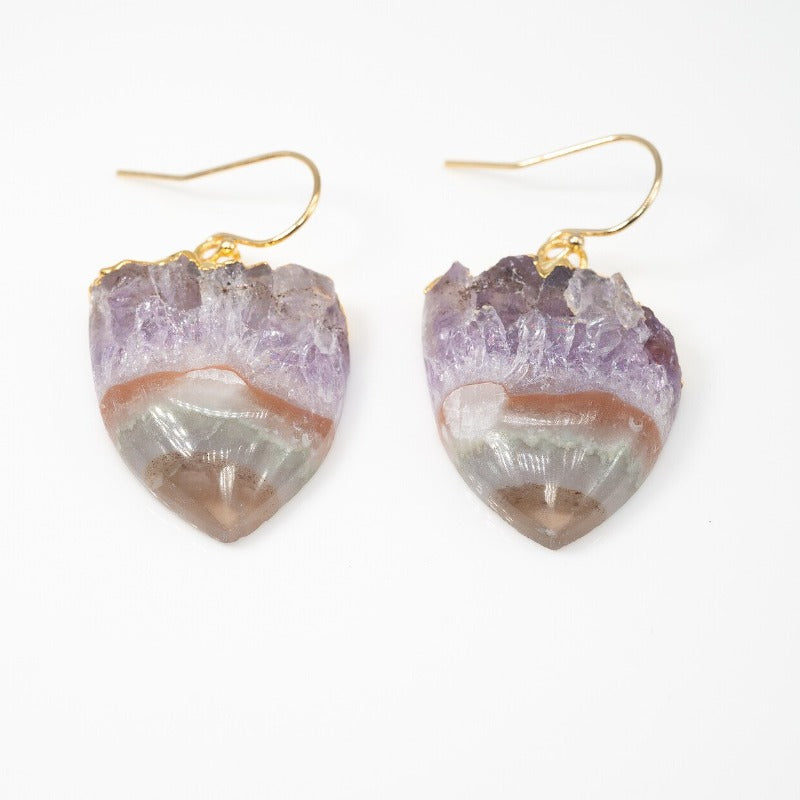 Small triangle amethyst dangling earrings