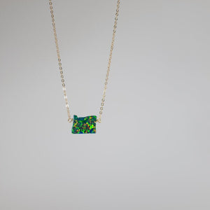 Small green Oregon opal necklace