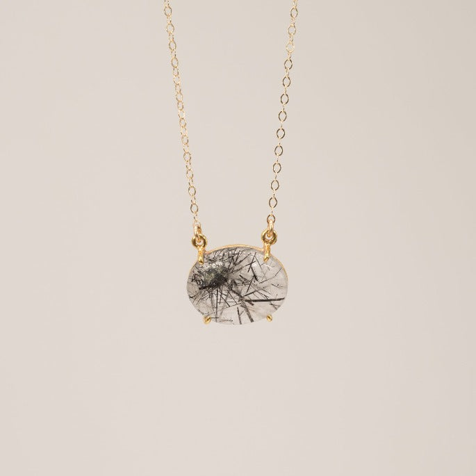 Tourmalated Quartz Cushion Necklace Light