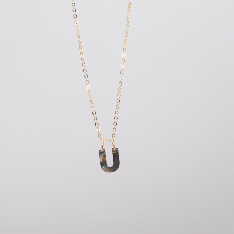Abalone "B" letter necklace charm