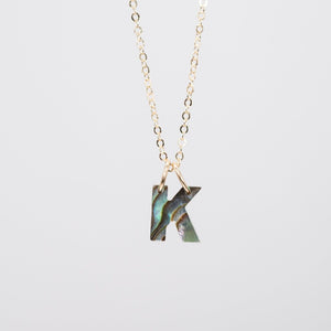 Capital "K" abalone pendant with delicate chain
