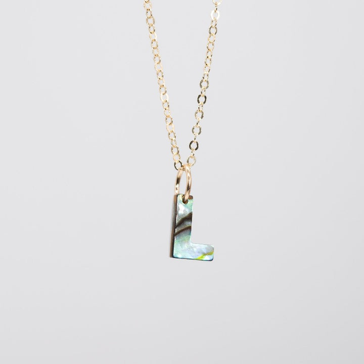 Monogram capital "L" necklace in abalone