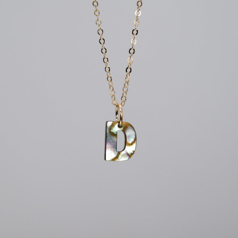 Abalone "B" letter necklace charm