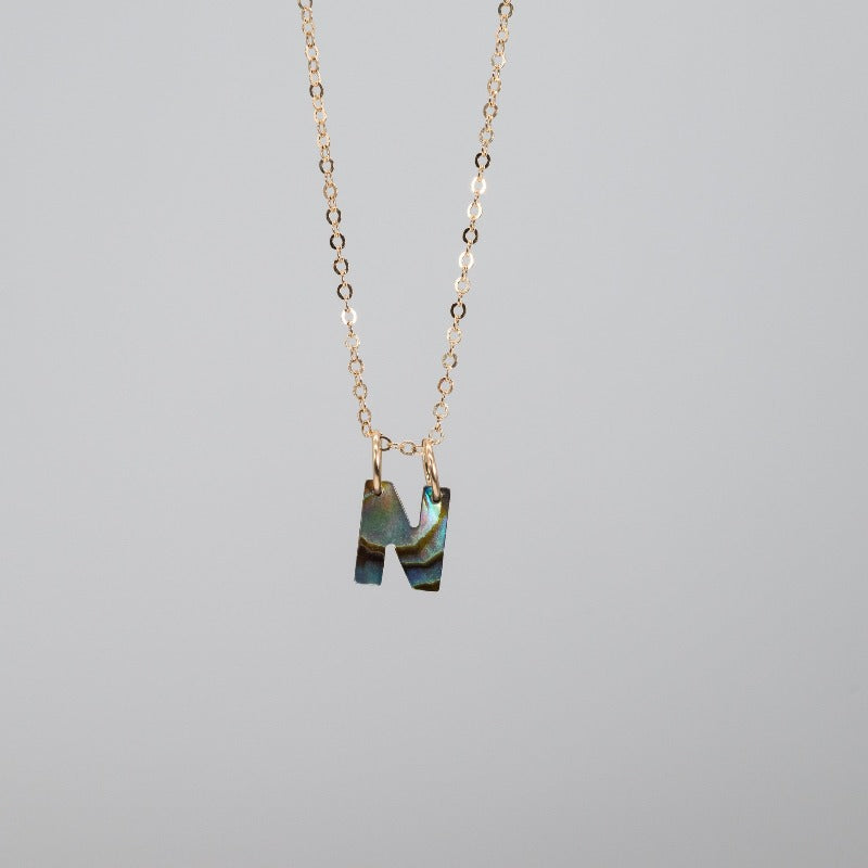 Abalone "B" letter necklace charm