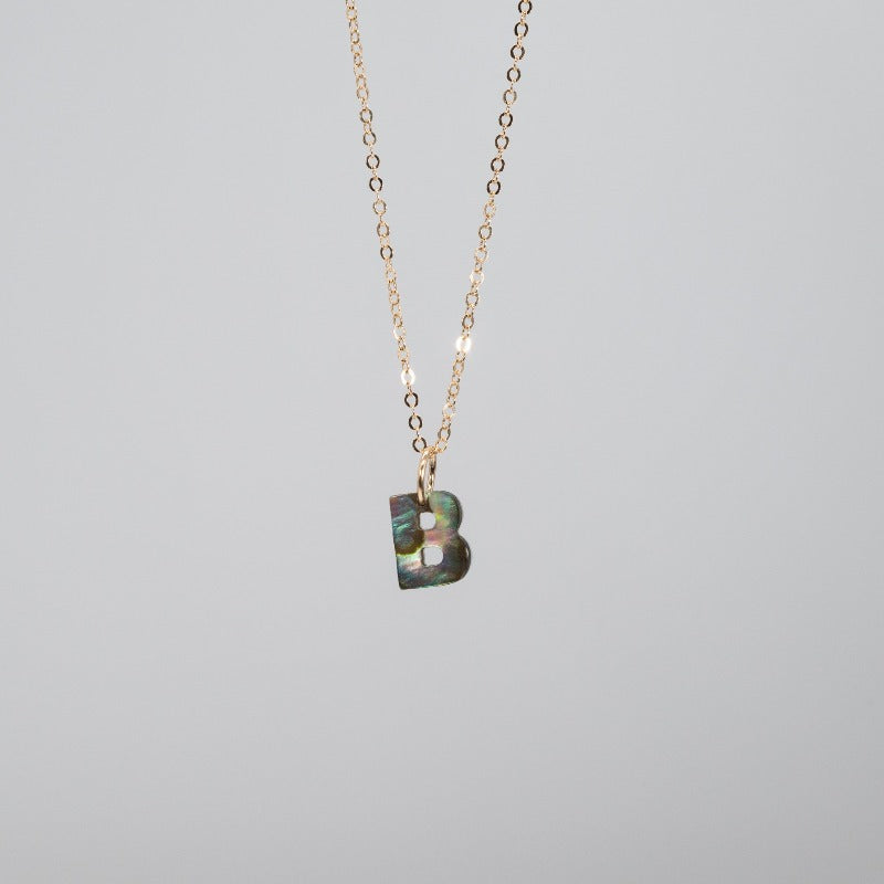 Abalone "B" letter necklace charm