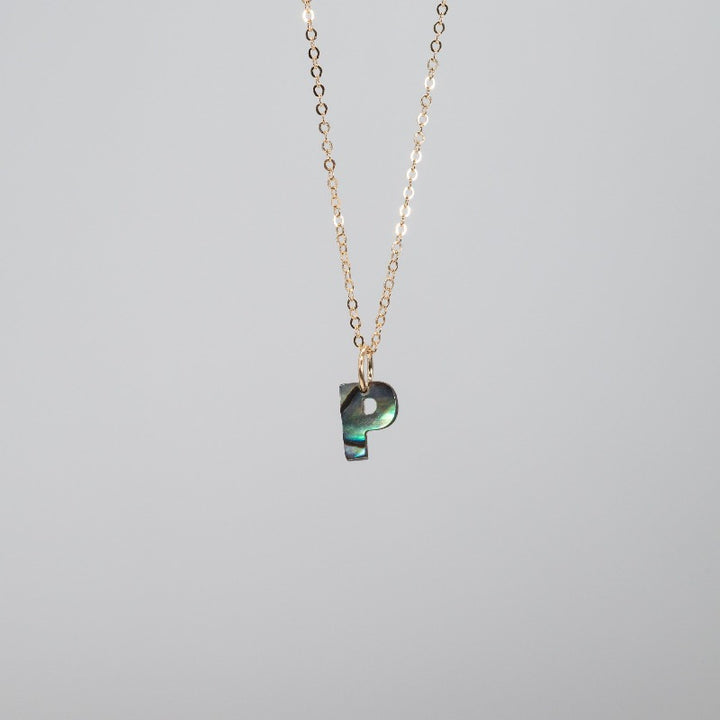 Monogram "P" abalone shell necklace