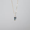 Uppercase "F" shaped abalone gem necklace