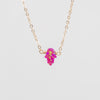 Pink opal small hamsa charm necklace