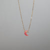 Mini pink crescent moon necklace in opal and gold