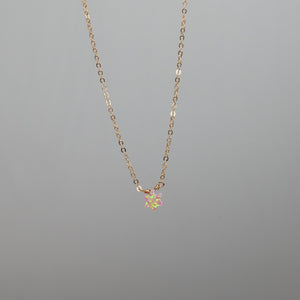 Dainty pink Star of David charm necklace